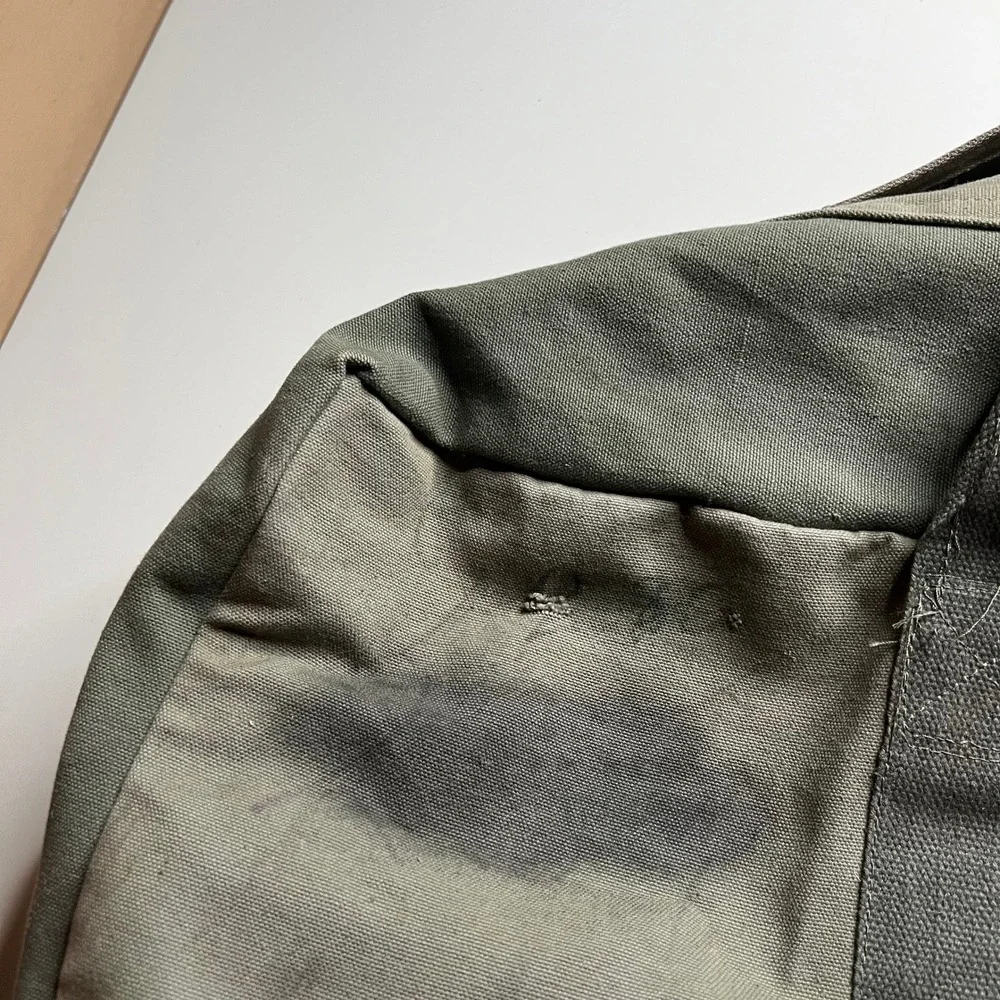 Vintage Military Canvas Flyers Helmet Bag Olive‎ Drab Green Utility Tote Duffel